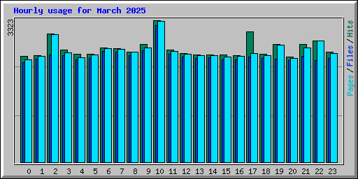 Hourly usage for March 2025